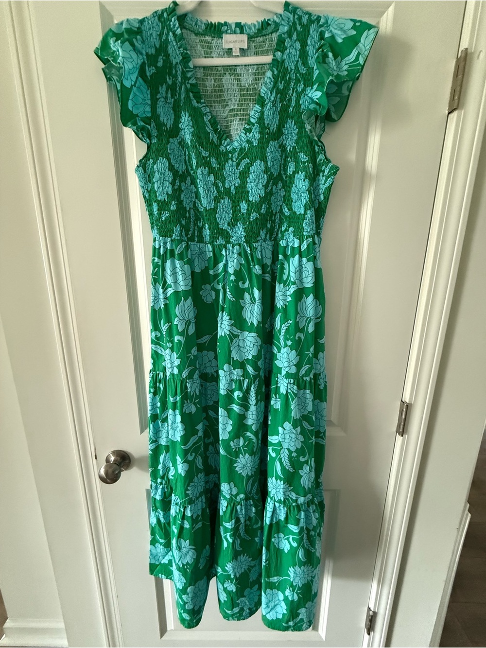 Sugarlips Green and Teal Smocked Top